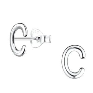 Sterling Silver Letter C Stud Earrings